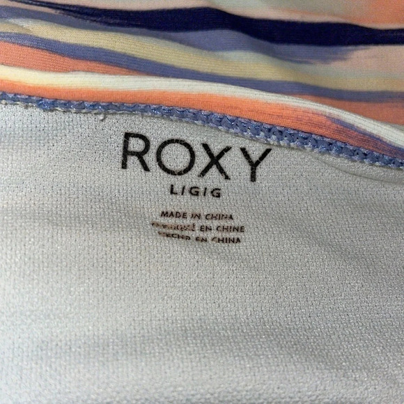 Roxy women’s bikini top large halter stripe bathing suit swim blue pink - Picture 7 of 9